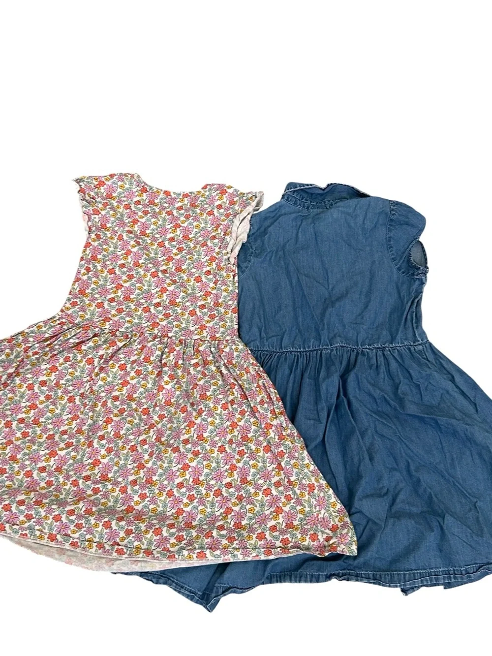 Girls Floral Cotton Dress and Denim Shirt Dress Set